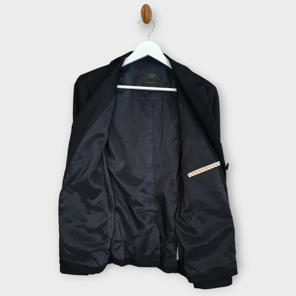 J. Crew Blazer Women 12P Navy Striped 1035 Super 120s Wool Career Jacket Pocket - Picture 4 of 14
